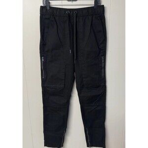 CSG Jogger Pants Cargo Pockets Drawstring Waist Streetwear Zip Ankle Black Men M